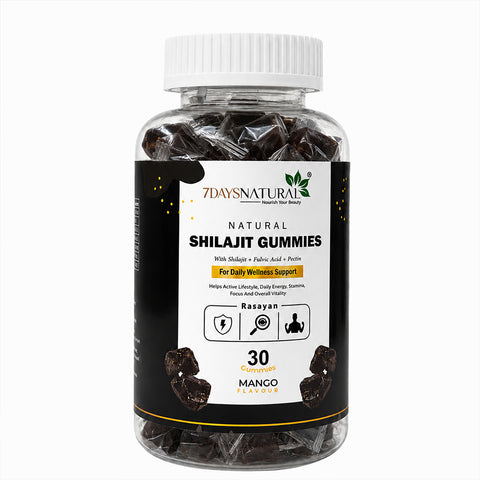 7DAYSNATURAL Shilajit Gummies with Fulvic Acid & Pectin, Mango Flavour, 30 Gummies