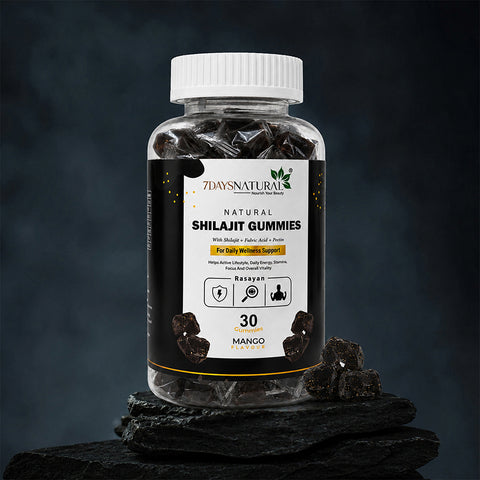 7DAYSNATURAL Shilajit Gummies with Fulvic Acid & Pectin, Mango Flavour, 30 Gummies