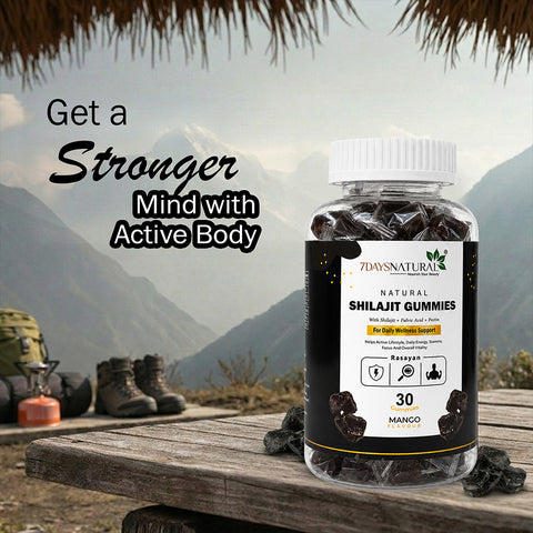 7DAYSNATURAL Shilajit Gummies with Fulvic Acid & Pectin, Mango Flavour, 30 Gummies