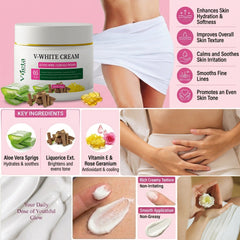 Vijeta Herbal V-White Cream | Hydrating & Skin Texture Cream with 5 Clinical Actives | 50g