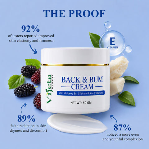 7DAYSNATURAL Back & Bum Cream with Mulberry Extract, Kokum Butter & Vitamin E – Moisturizing & Skin Smoothing Cream, 50g