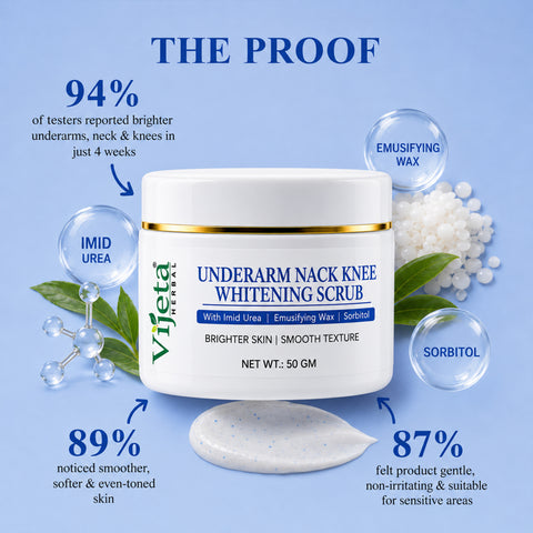 7DAYSNATURAL Underarm, Neck & Knee Whitening Scrub with Imid Urea, Emulsifying Wax & Sorbitol – Skin Brightening & Smoothing Scrub, 50g