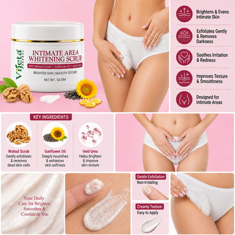 7DAYSNATURAL Intimate Area Whitening Scrub with Walnut Scrub, Sunflower Oil & Imid Urea – Gentle Exfoliating & Skin Smoothing Scrub, 50g