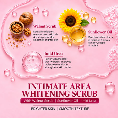 7DAYSNATURAL Intimate Area Whitening Scrub with Walnut Scrub, Sunflower Oil & Imid Urea – Gentle Exfoliating & Skin Smoothing Scrub, 50g