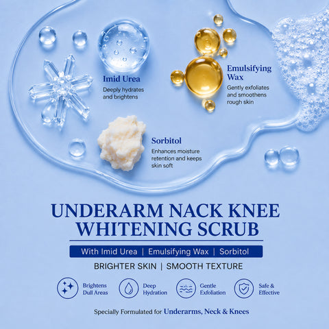 7DAYSNATURAL Underarm, Neck & Knee Whitening Scrub with Imid Urea, Emulsifying Wax & Sorbitol – Skin Brightening & Smoothing Scrub, 50g