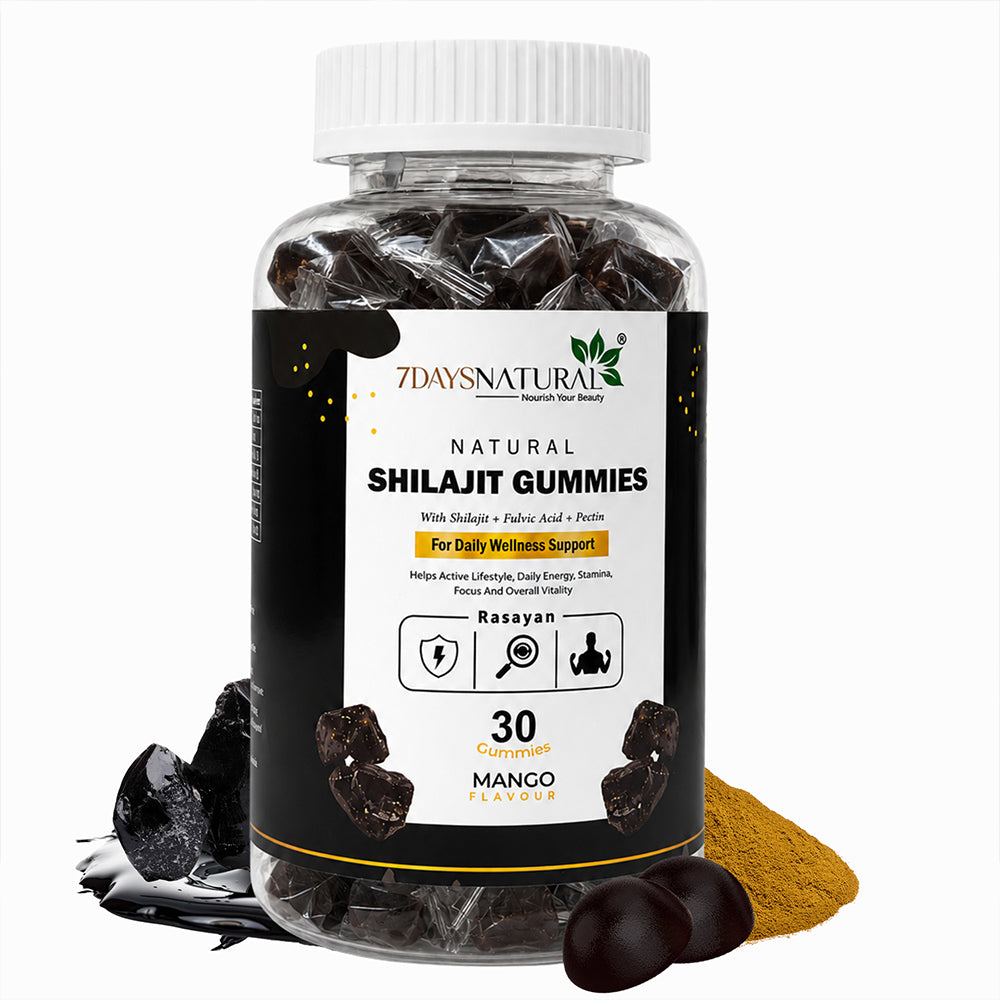 7DAYSNATURAL Shilajit Gummies with Fulvic Acid & Pectin, Mango Flavour, 30 Gummies