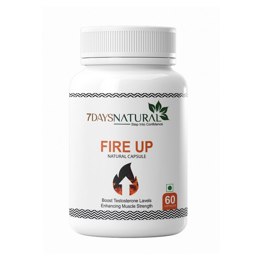 7DAYSNATURAL Fire Up Natural Capsules for Men – Testosterone & Muscle Strength Support, 60 Capsules