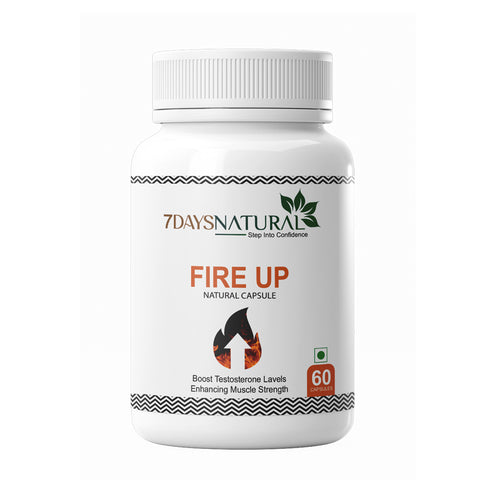 7DAYSNATURAL Fire Up Natural Capsules for Men – Testosterone & Muscle Strength Support, 60 Capsules