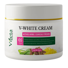 Vijeta Herbal V-White Cream | Hydrating & Skin Texture Cream with 5 Clinical Actives | 50g