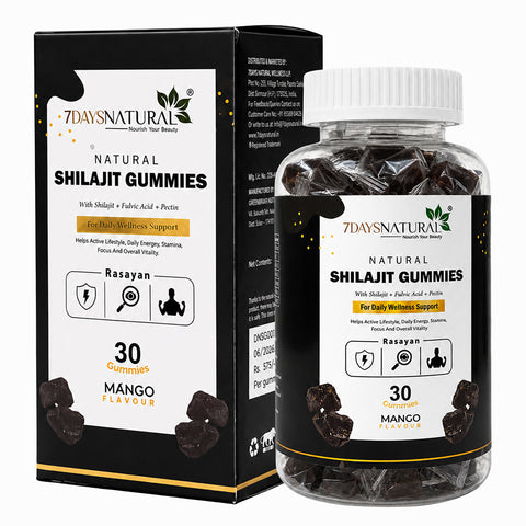 7DAYSNATURAL Shilajit Gummies with Fulvic Acid & Pectin, Mango Flavour, 30 Gummies