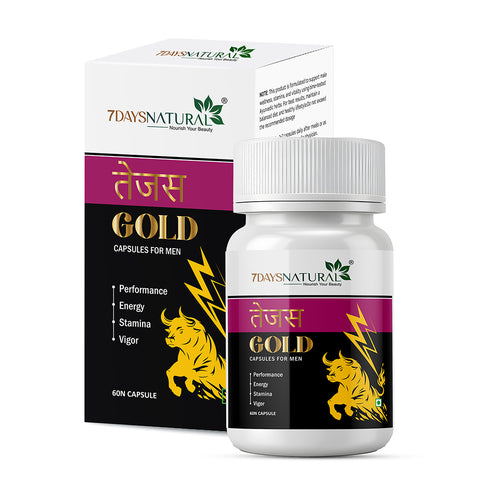 7DAYSNATURAL Tejas Gold Capsules for Men – Performance, Energy, Stamina & Vigor Support, 60 Capsules