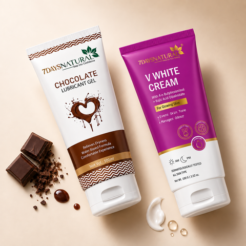 Chocolate Lubricant Gel & V-White Brightening Cream Combo | 7DaysNatural