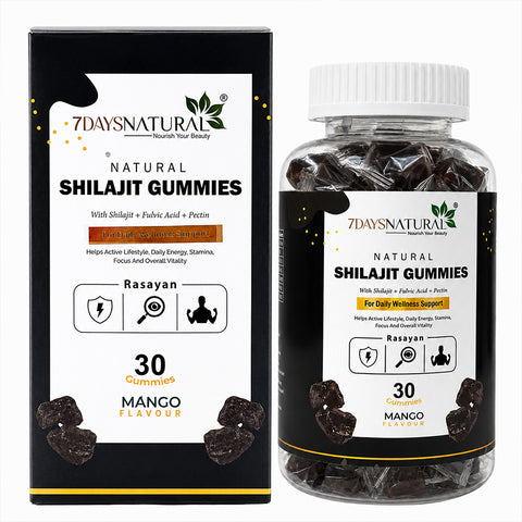 7DAYSNATURAL Shilajit Gummies with Fulvic Acid & Pectin, Mango Flavour, 30 Gummies