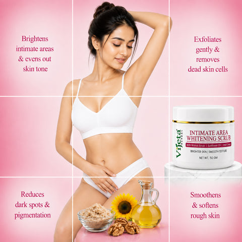7DAYSNATURAL Intimate Area Whitening Scrub with Walnut Scrub, Sunflower Oil & Imid Urea – Gentle Exfoliating & Skin Smoothing Scrub, 50g