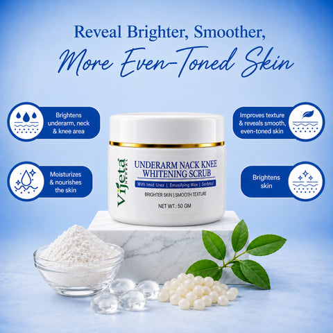 7DAYSNATURAL Underarm, Neck & Knee Whitening Scrub with Imid Urea, Emulsifying Wax & Sorbitol – Skin Brightening & Smoothing Scrub, 50g