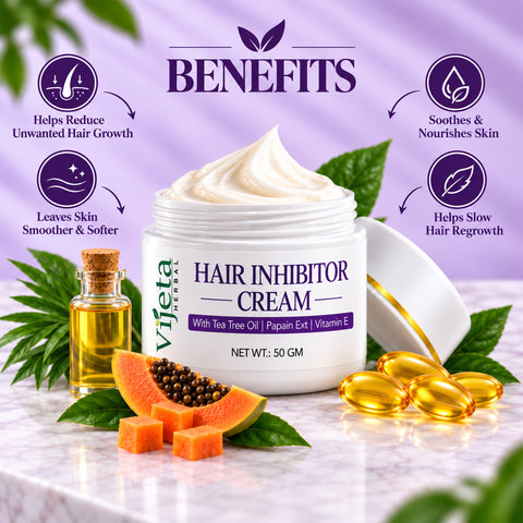 7DAYSNATURAL Hair Inhibitor Cream with Tea Tree Oil, Papain Extract & Vitamin E – Hair Growth Inhibiting Cream for Smooth Skin, 50g