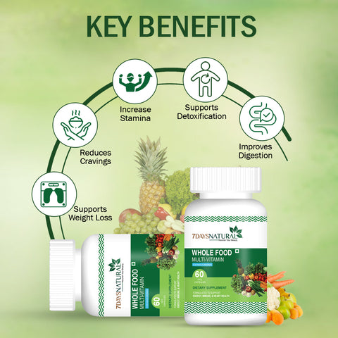 7DAYSNATURAL Whole Food Multivitamin for Men & Women – Daily Dietary Supplement for Energy, Immune & Heart Health, 60 Capsules