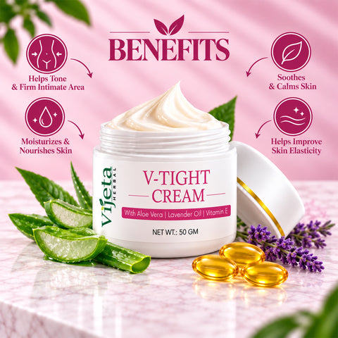 V-TIGHT Cream with Aloe Vera, Lavender Oil & Vitamin E – Herbal Personal Care Cream, 50g
