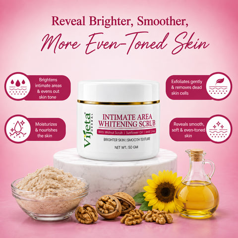 7DAYSNATURAL Intimate Area Whitening Scrub with Walnut Scrub, Sunflower Oil & Imid Urea – Gentle Exfoliating & Skin Smoothing Scrub, 50g