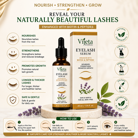 Vijeta Herbal Eyelash Serum | Biotin & Peptides Lash Growth Serum | 30ml