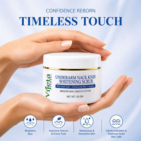 7DAYSNATURAL Underarm, Neck & Knee Whitening Scrub with Imid Urea, Emulsifying Wax & Sorbitol – Skin Brightening & Smoothing Scrub, 50g