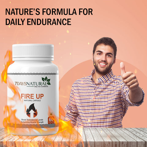 7DAYSNATURAL Fire Up Natural Capsules for Men – Testosterone & Muscle Strength Support, 60 Capsules