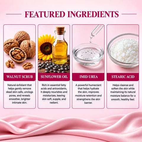 7DAYSNATURAL Intimate Area Whitening Scrub with Walnut Scrub, Sunflower Oil & Imid Urea – Gentle Exfoliating & Skin Smoothing Scrub, 50g