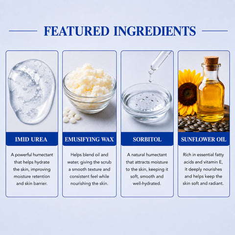 7DAYSNATURAL Underarm, Neck & Knee Whitening Scrub with Imid Urea, Emulsifying Wax & Sorbitol – Skin Brightening & Smoothing Scrub, 50g