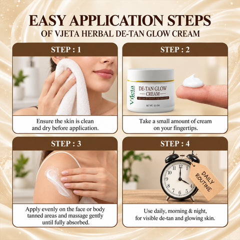 7DAYSNATURAL De-Tan Glow Cream with Clove Oil, Vitamin E & Kojic Dipalmitate – Skin Brightening & Tan Care Cream, 50g