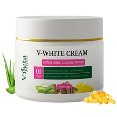 Vijeta Herbal V-White Cream | Hydrating & Skin Texture Cream with 5 Clinical Actives | 50g