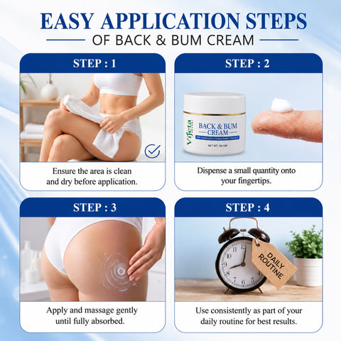 7DAYSNATURAL Back & Bum Cream with Mulberry Extract, Kokum Butter & Vitamin E – Moisturizing & Skin Smoothing Cream, 50g