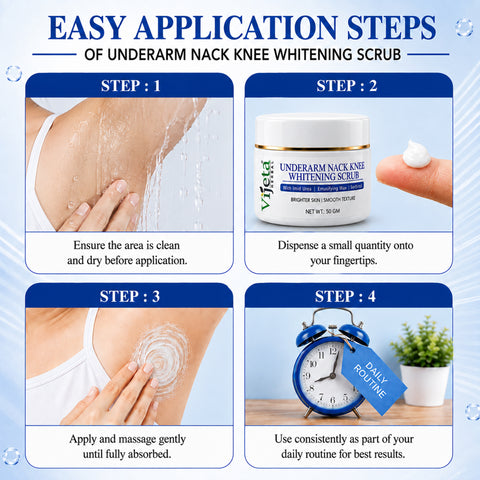 7DAYSNATURAL Underarm, Neck & Knee Whitening Scrub with Imid Urea, Emulsifying Wax & Sorbitol – Skin Brightening & Smoothing Scrub, 50g