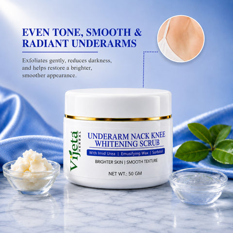 7DAYSNATURAL Underarm, Neck & Knee Whitening Scrub with Imid Urea, Emulsifying Wax & Sorbitol – Skin Brightening & Smoothing Scrub, 50g