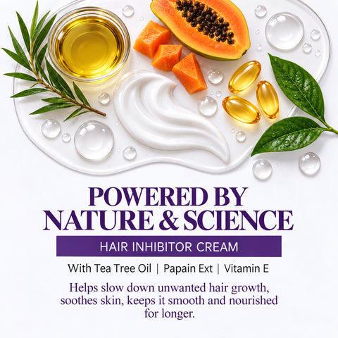 7DAYSNATURAL Hair Inhibitor Cream with Tea Tree Oil, Papain Extract & Vitamin E – Hair Growth Inhibiting Cream for Smooth Skin, 50g