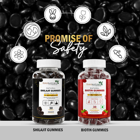 7DAYSNATURAL Shilajit Gummies with Fulvic Acid & Pectin, Mango Flavour, 30 Gummies