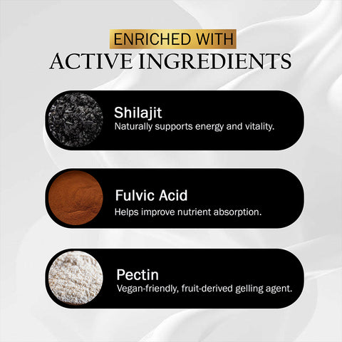 7DAYSNATURAL Shilajit Gummies with Fulvic Acid & Pectin, Mango Flavour, 30 Gummies