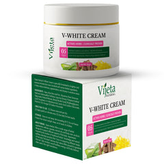 Vijeta Herbal V-White Cream | Hydrating & Skin Texture Cream with 5 Clinical Actives | 50g