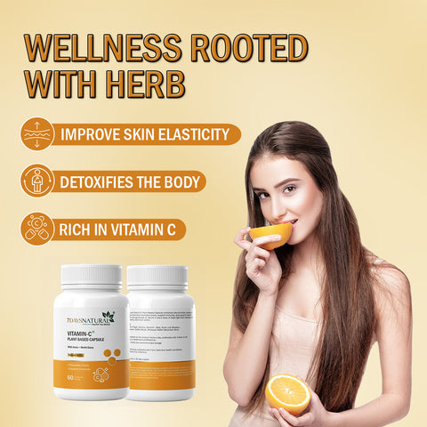 7DAYSNATURAL Vitamin C Plant Based Capsules with Amla & Methi Dana, Natural Herbal Supplement, 60 Capsules