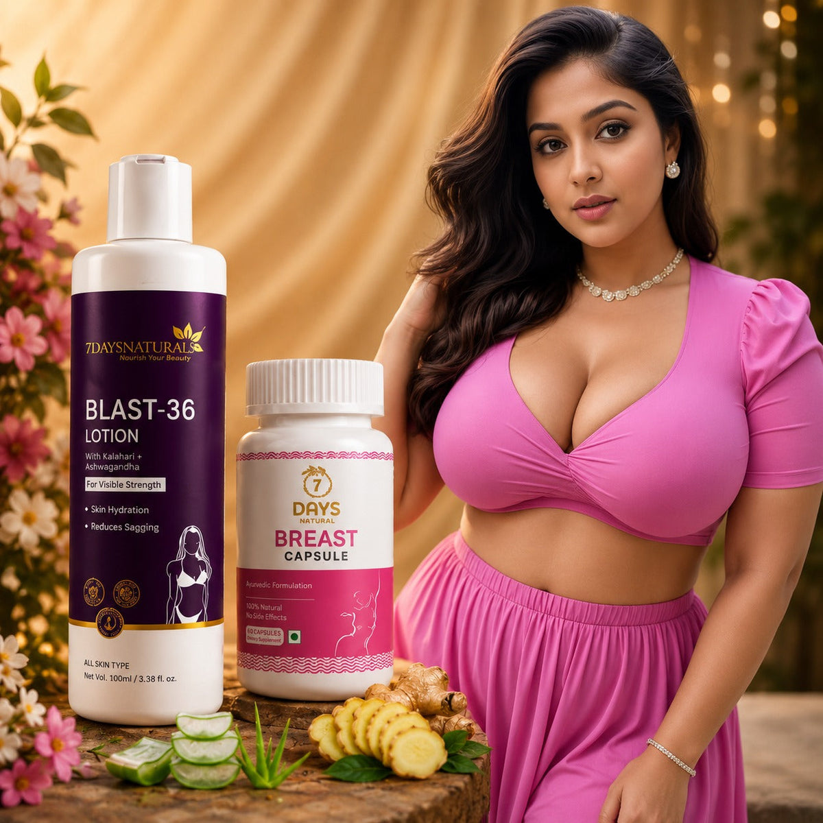 Breast Oil + Capsule Combo for Women | Natural Body Shaping & Wellness Support for Women
