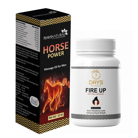 Horse Power Massage Oil & Fire Up Capsules for Men | 7DaysNatural